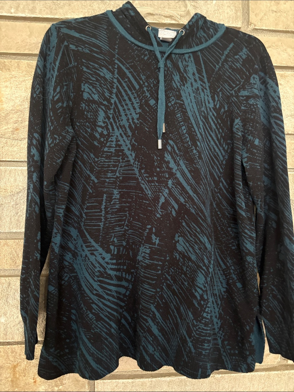 Chico's Zenergy Deep Teal Knit Hoodie